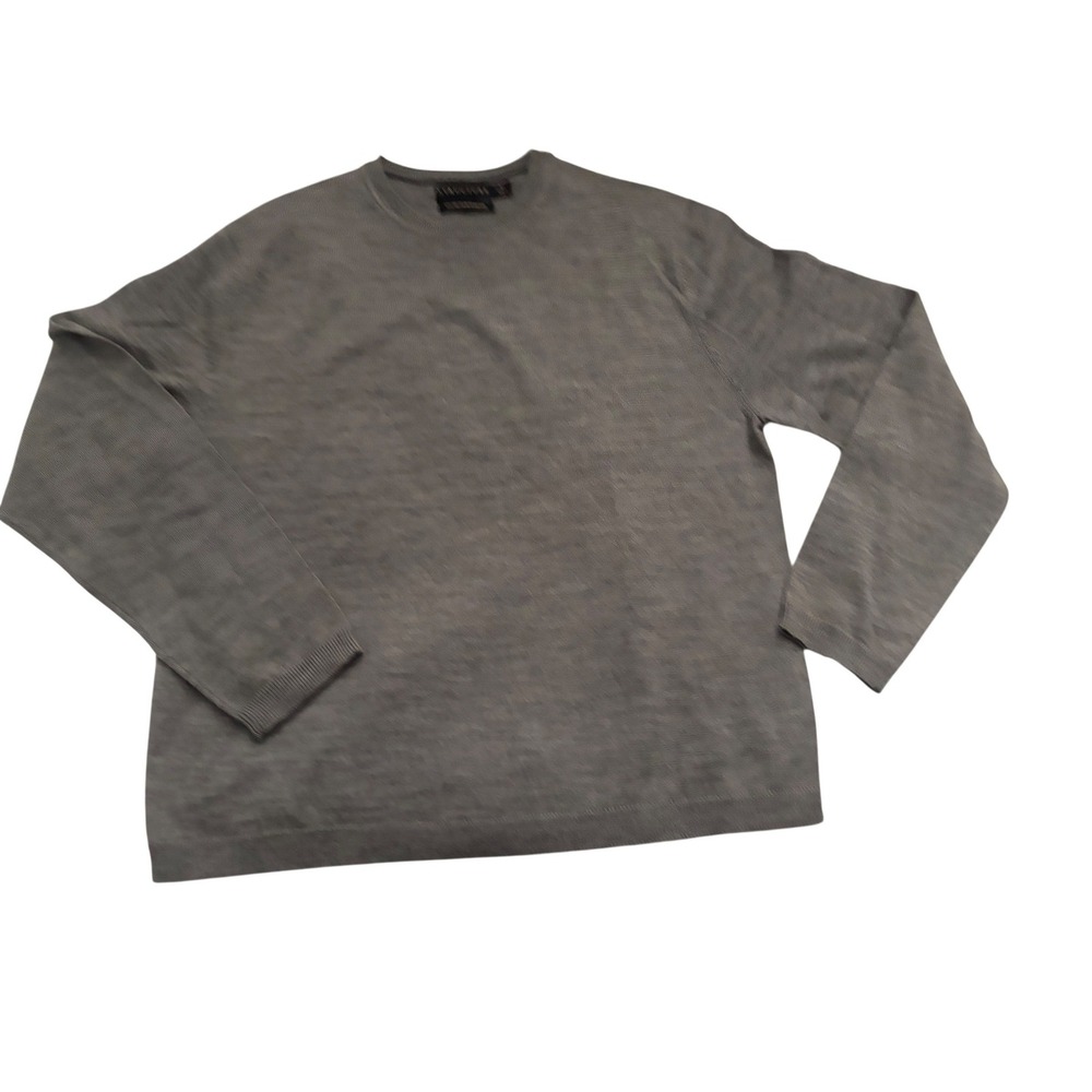 Structure Mens Gray 100% Fine Italian Merino Wool Crewneck Sweater Large Made UK